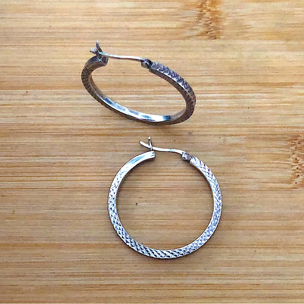 $32  Estate Hoop Earrings  Sterling Silver  5 Grams  Marked 925